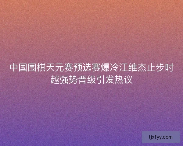 中国围棋天元赛预选赛爆冷江维杰止步时越强势晋级引发热议