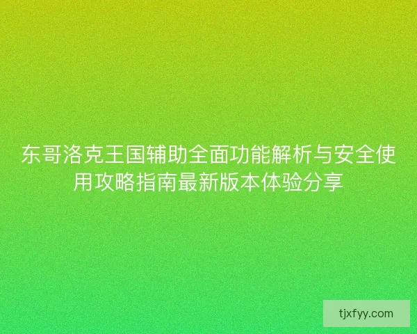 东哥洛克王国辅助全面功能解析与安全使用攻略指南最新版本体验分享