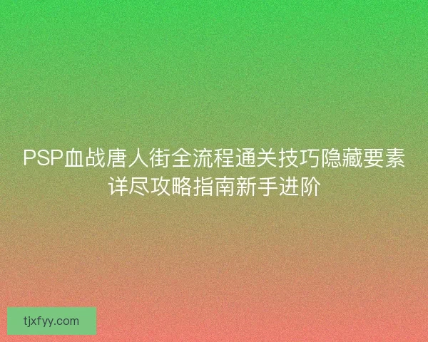 PSP血战唐人街全流程通关技巧隐藏要素详尽攻略指南新手进阶 PSP血战唐人街全流程通关技巧隐藏要素详尽攻略指南新手进阶