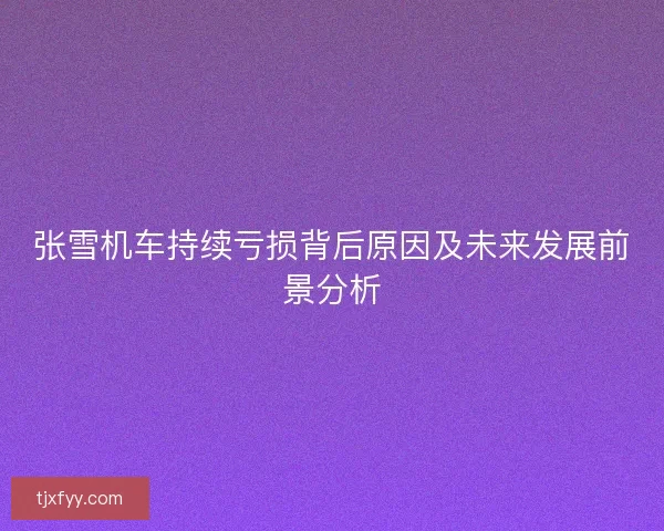张雪机车持续亏损背后原因及未来发展前景分析